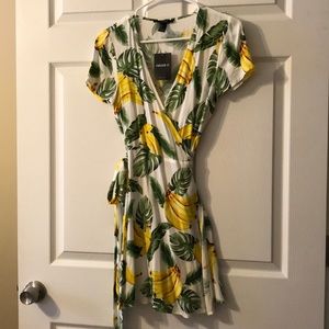 Tropical Linen Wrap Dress